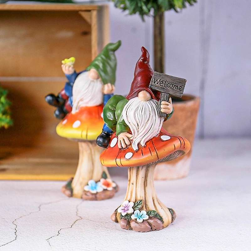Faceless Elf Gnomes Raise Hand Welcome Sign Garden Decoration -b