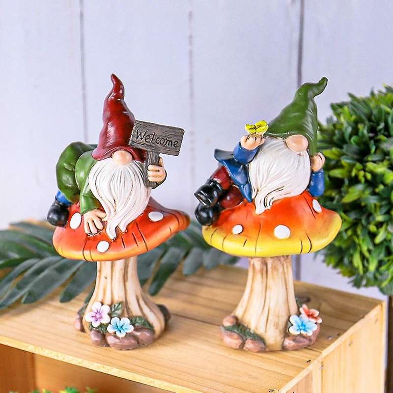Faceless Elf Gnomes Raise Hand Welcome Sign Garden Decoration -b