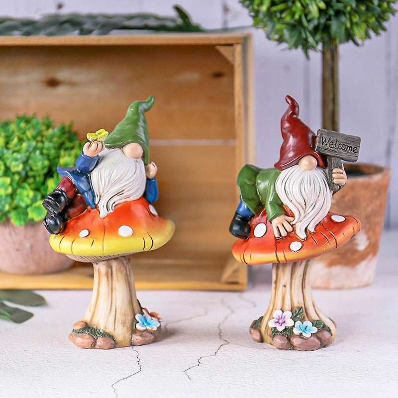 Faceless Elf Gnomes Raise Hand Welcome Sign Garden Decoration -b