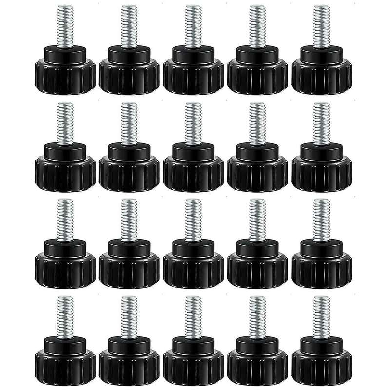 M4 X 10 Mm Carbon Steel Threaded Knurled Thumbscrew Screw, Black (20)
