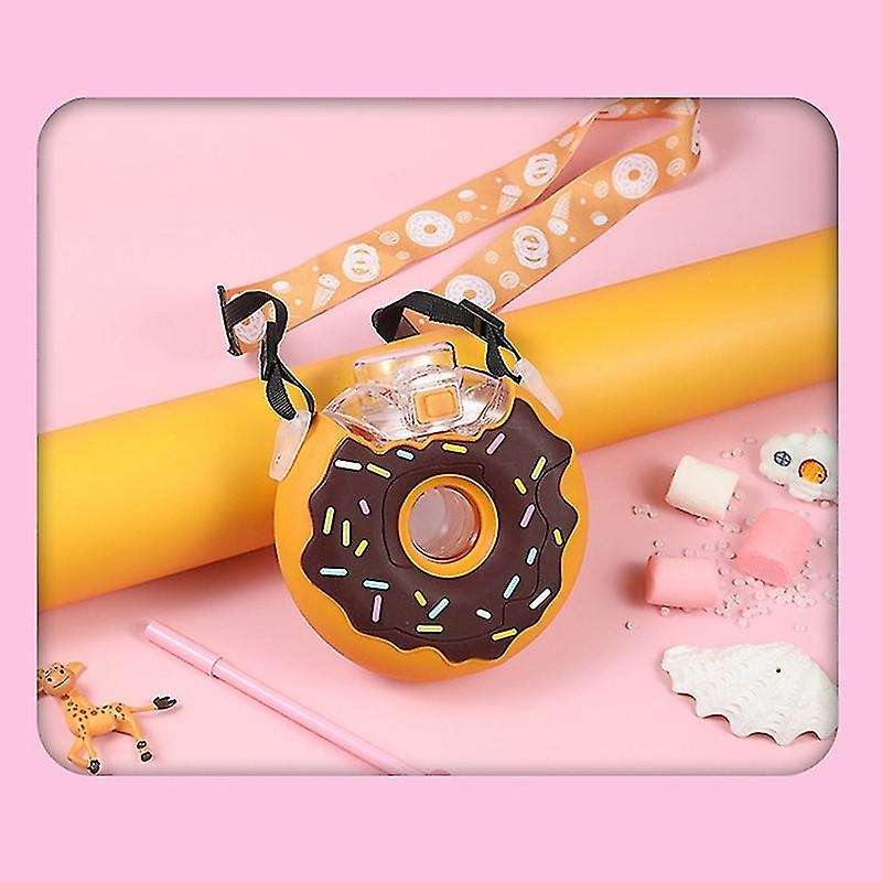 Donut Children Water Bottle Doughnut Portable Kettle with Straw(a)