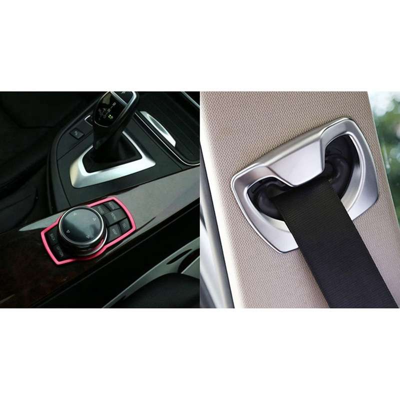 Red Car Interior Multimedia Button Cover Decor Molding Trim for Bmw