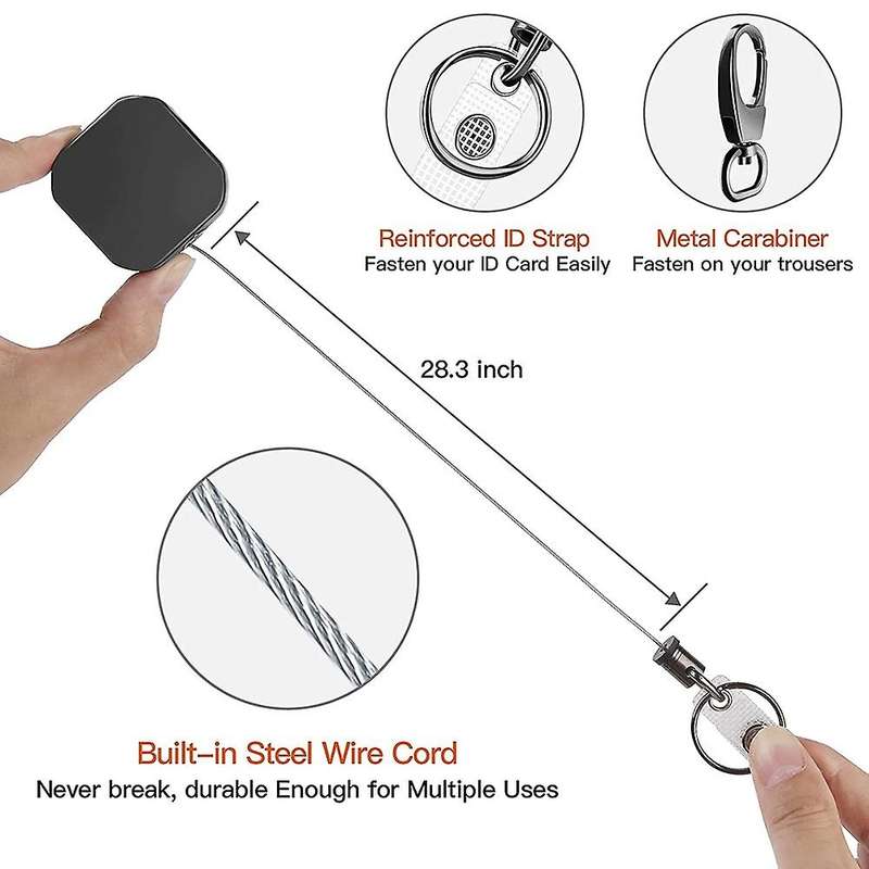 2 Pack Heavy Duty Metal Retractable Badge Holders