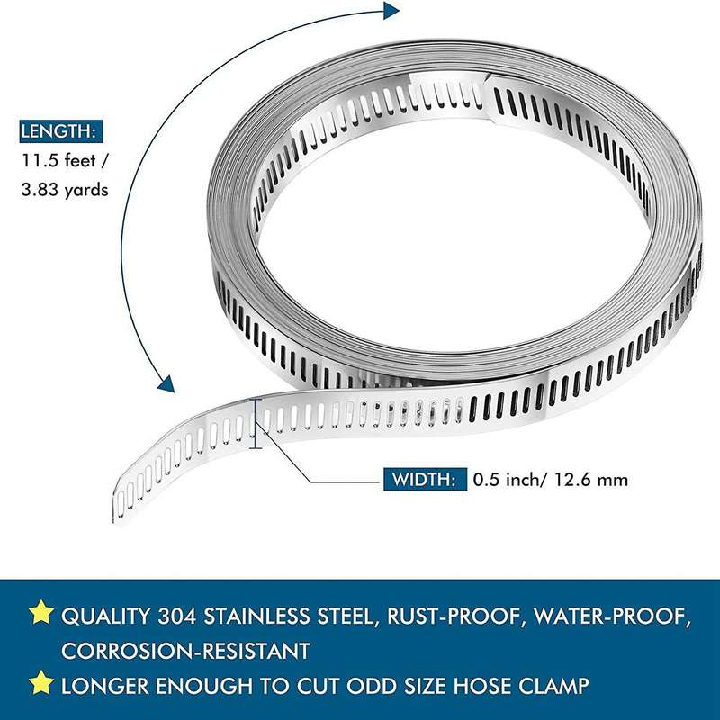 304 Stainless Steel Worm Clamp Hose Clamp Strap with Fasteners
