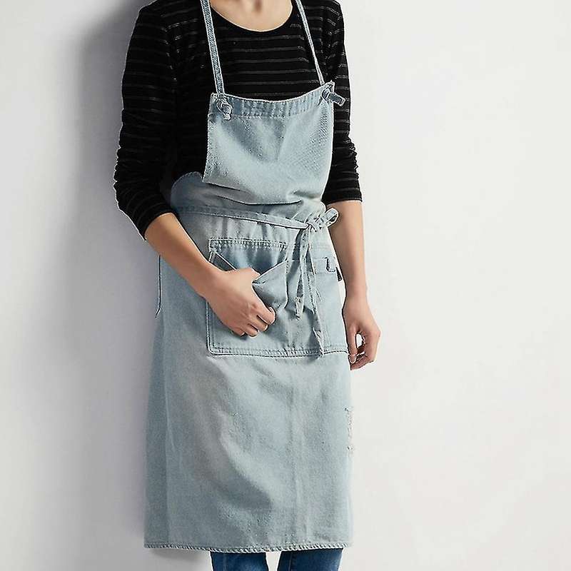 1 Denim Apron with Pockets for Baking, Painting,gardening,light Blue