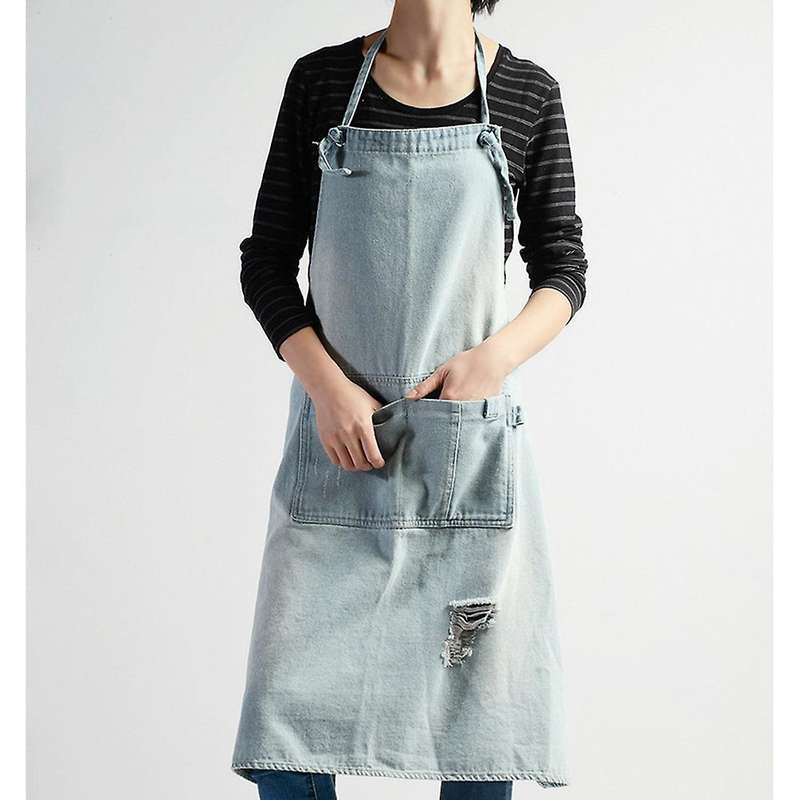 1 Denim Apron with Pockets for Baking, Painting,gardening,light Blue