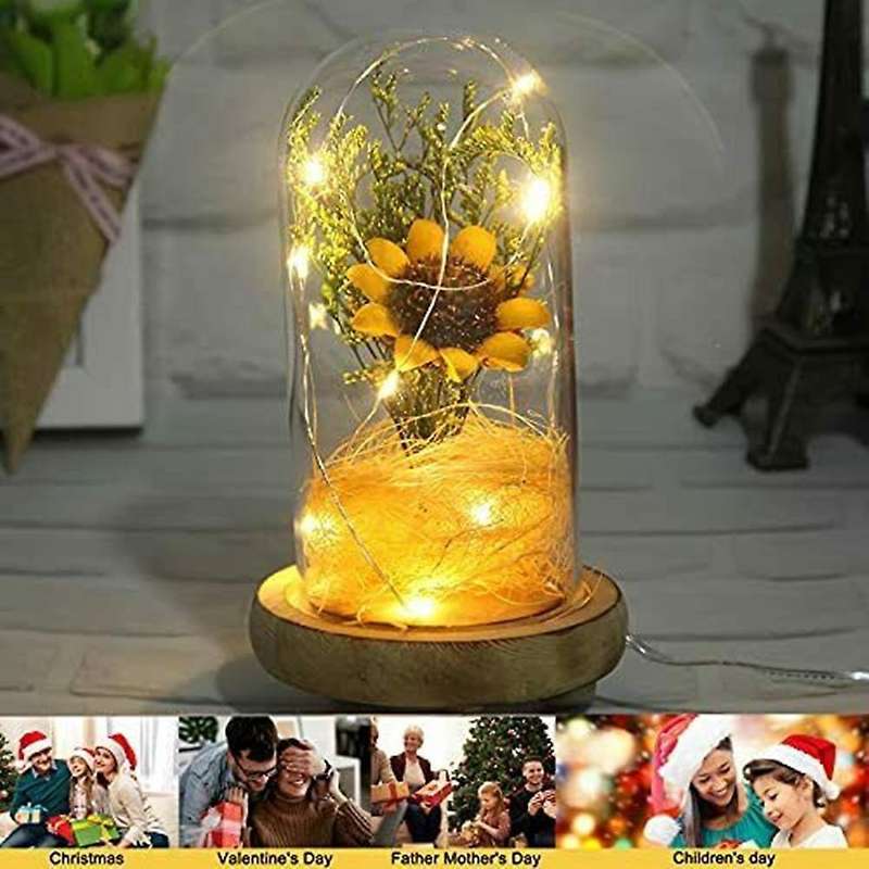 Enchanted Sunflower Flower Lamp Artificial Sunflower In Glass