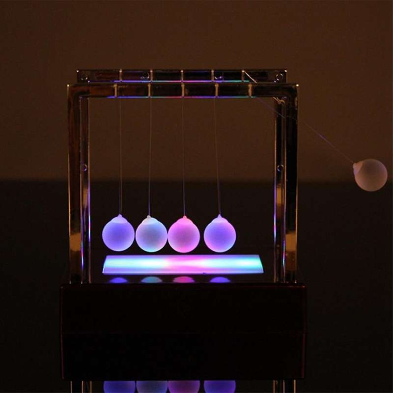 Newtons Cradle Led Light Up Kinetic Energy Home Office Science Toys