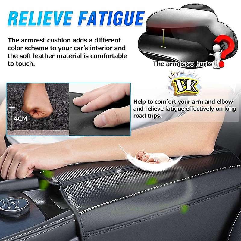 Center Console Cover Pu Armrest Seat Box Cover Pad with Storage Bag