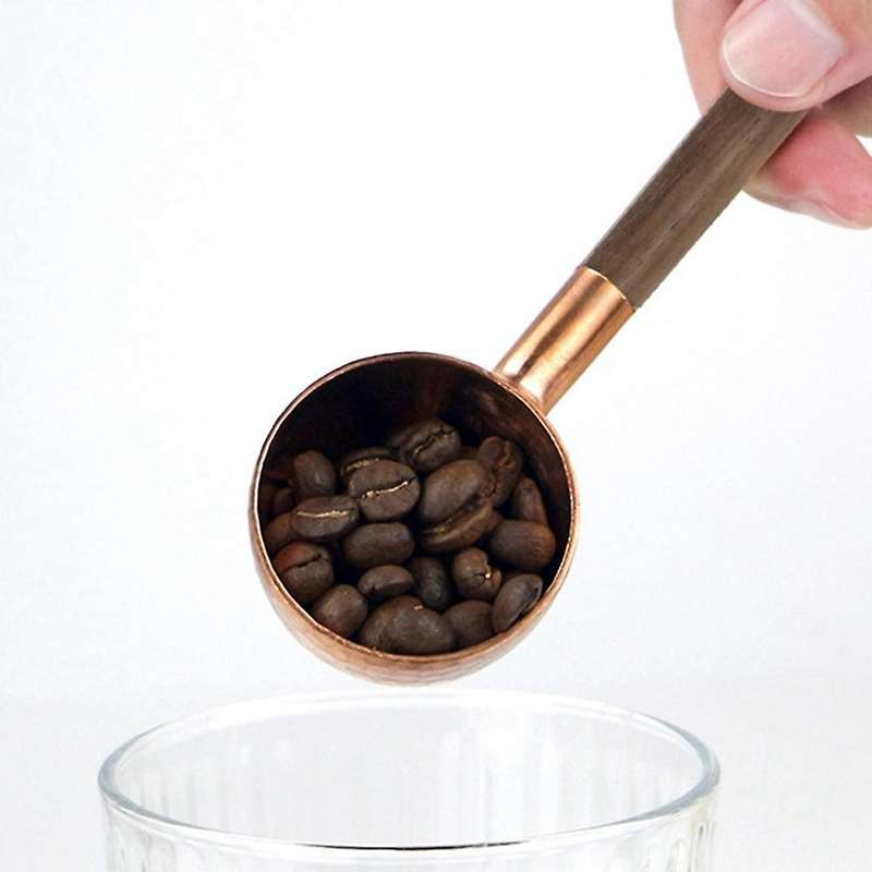 Coffee Bean Measuring Spoon Solid Wood Copper Measuring Spoon