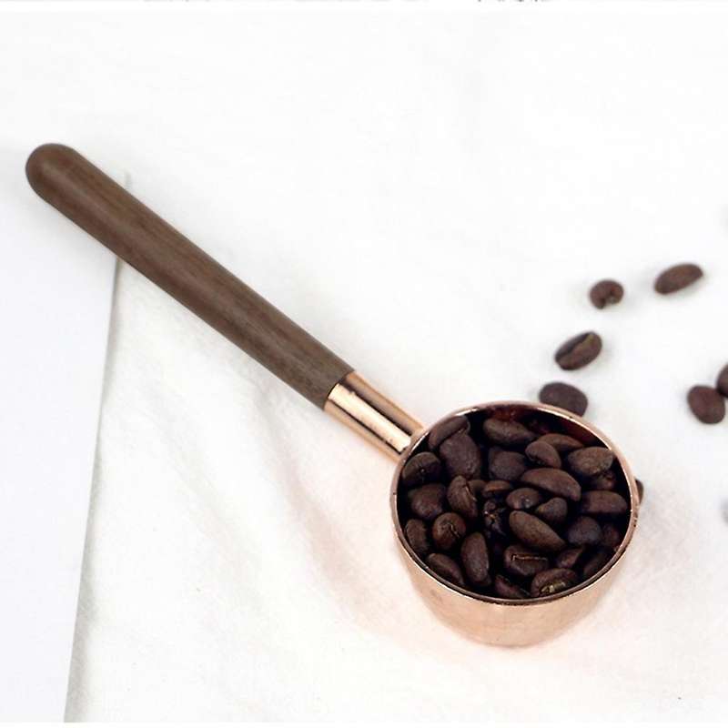 Coffee Bean Measuring Spoon Solid Wood Copper Measuring Spoon
