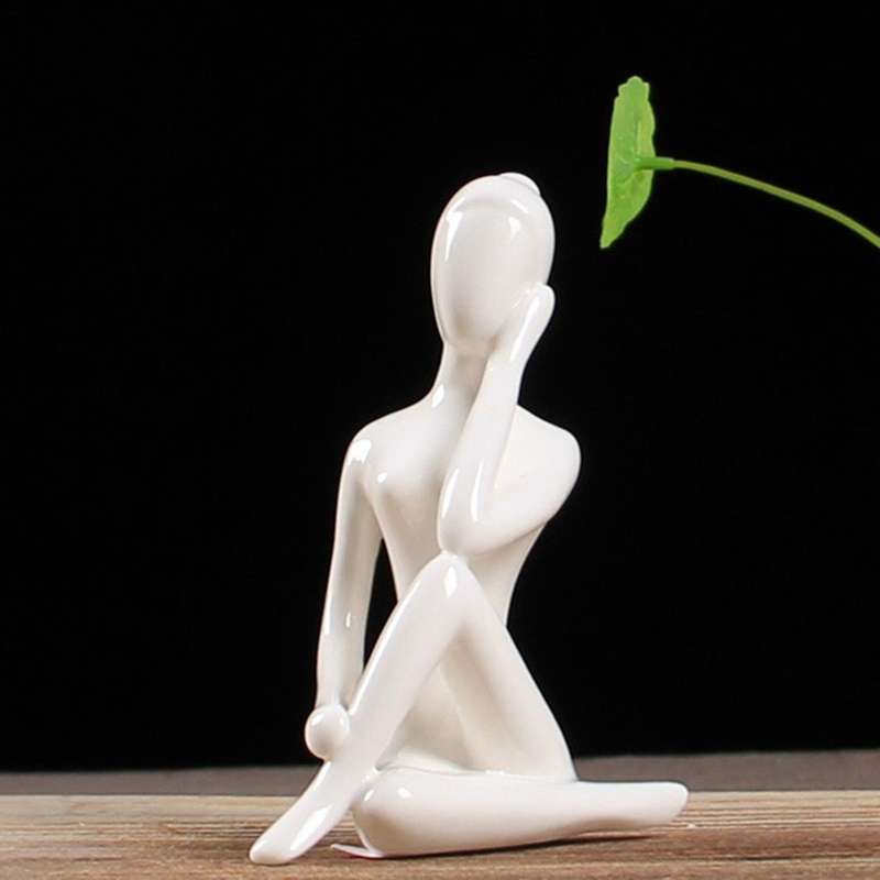 Abstract Art Ceramic Yoga Poses Yoga Lady Figure Statue Ornament 4