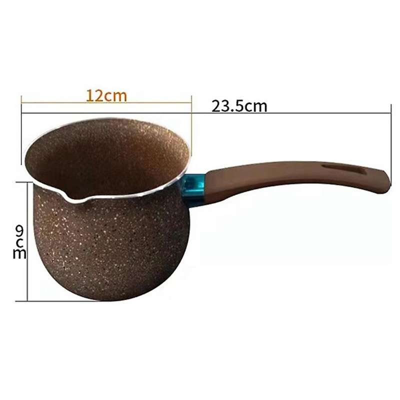 12x9cm Enamel Household Single Handle Coffee Milk Pot, Coffee Color