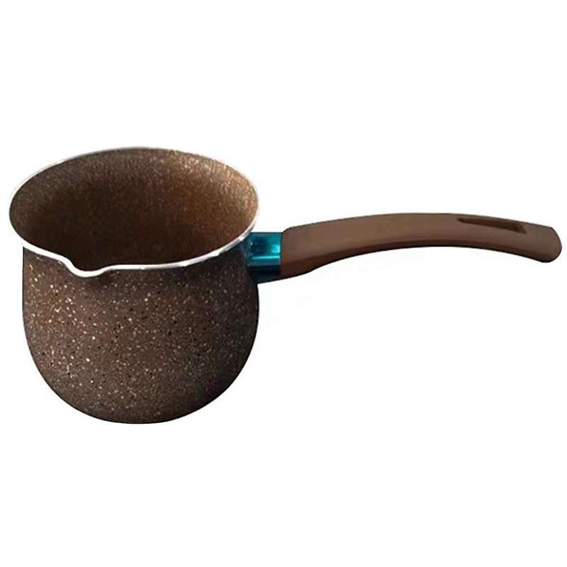 12x9cm Enamel Household Single Handle Coffee Milk Pot, Coffee Color