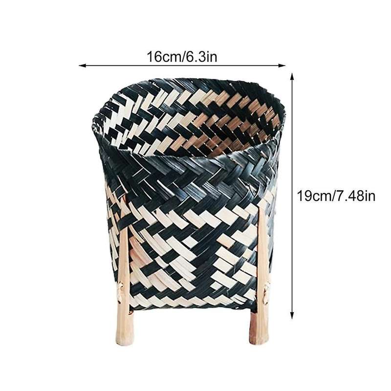 Hand-woven Straw Flower Basket Vase Japanese-style Dried W/ Tripods