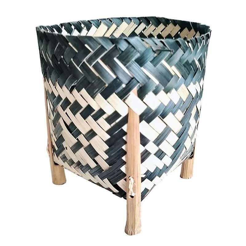 Hand-woven Straw Flower Basket Vase Japanese-style Dried W/ Tripods