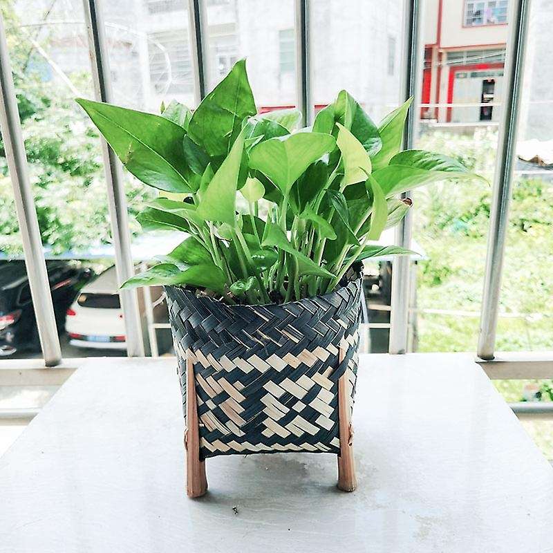 Hand-woven Straw Flower Basket Vase Japanese-style Dried W/ Tripods