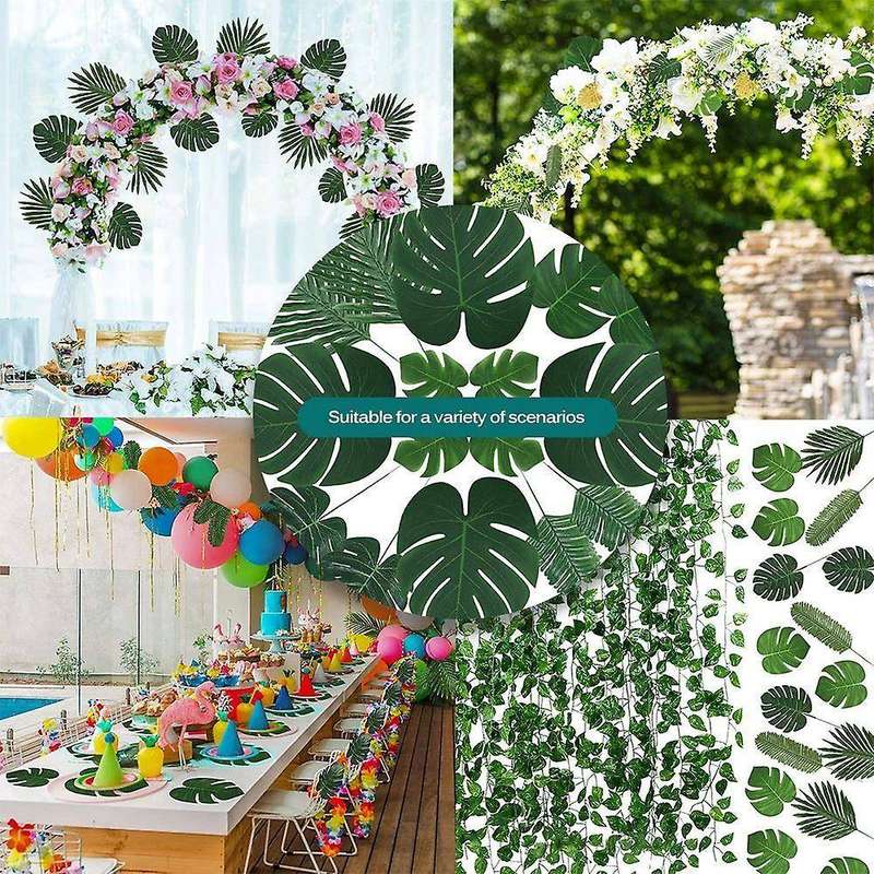 6 Kinds Monstera Artificial Palm Leaves Plant Hawaiian Decorations
