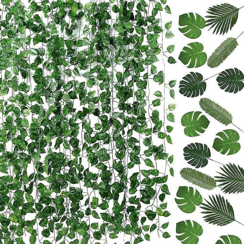 6 Kinds Monstera Artificial Palm Leaves Plant Hawaiian Decorations