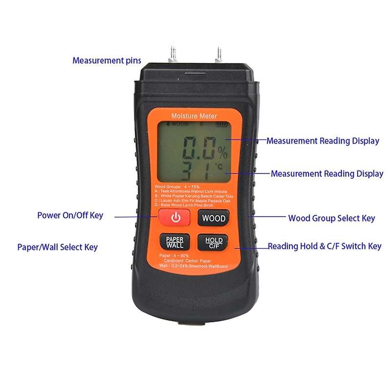 4-75% Two Pins Digital Wood Moisture Meter Wood Humidity Tester