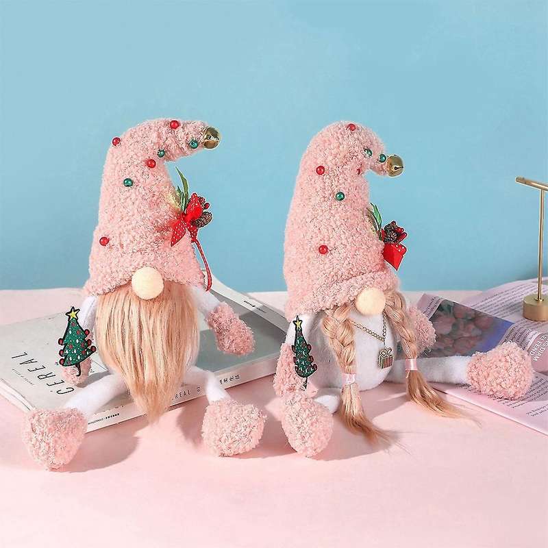 2pcs Faceless Gnome Plush Doll Santa Gnome Rudolph Doll Pendant