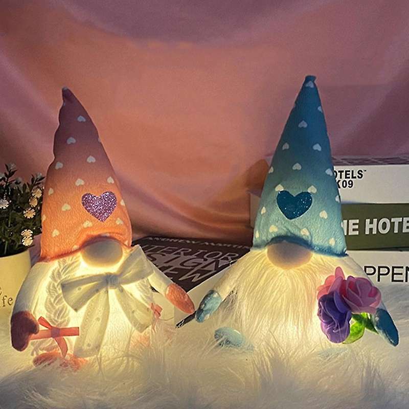 2 Pcs Gnomes Plush Doll with Led for Valentine's Day Gifts Decor
