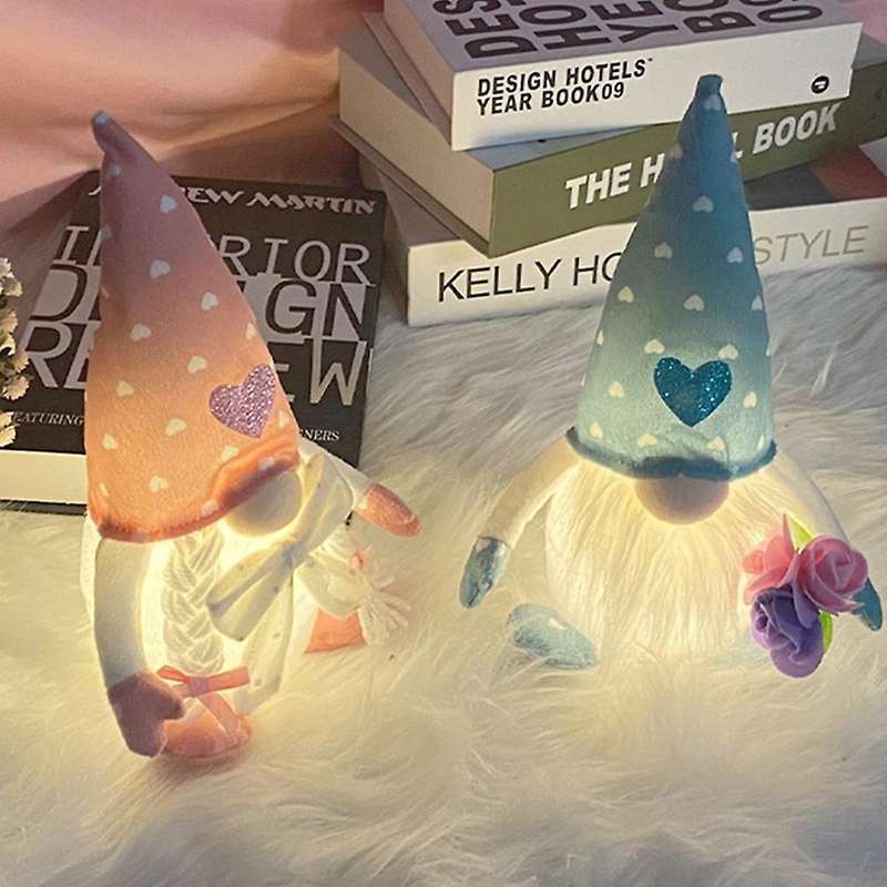 2 Pcs Gnomes Plush Doll with Led for Valentine's Day Gifts Decor