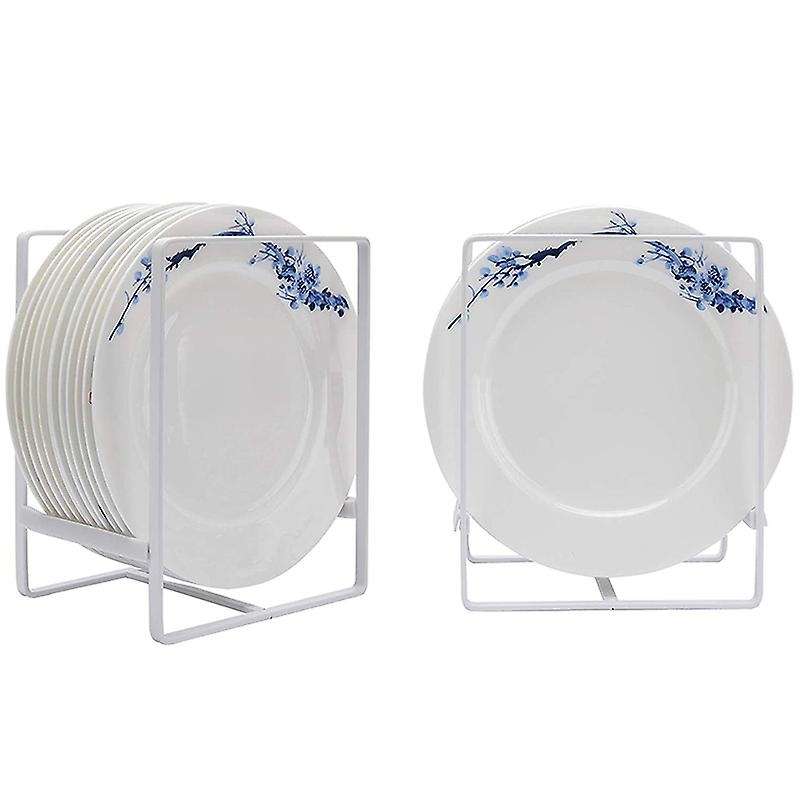 Plate Holders Organizer for Kitchen Metal Dish 2 Pack (white,large)