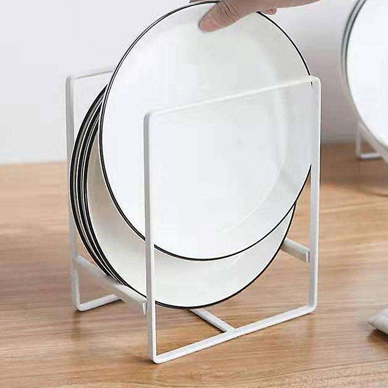 Plate Holders Organizer for Kitchen Metal Dish 2 Pack (white,large)