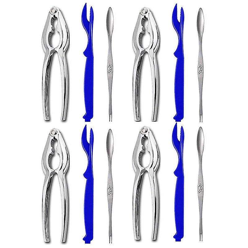 4 Crab Crackers, 4 Lobster Shell Forks, 4 Crab Leg Forks & Bag