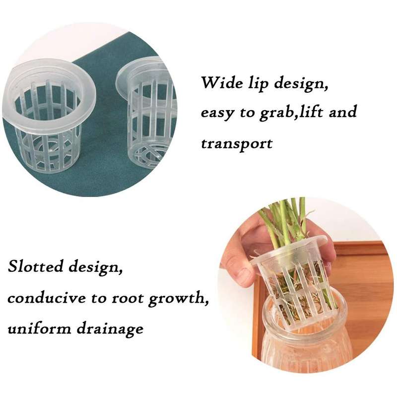 80 Pack 2.36 Inch Net Cups Slotted Mesh Wide Lip Filter Plant Net Pot