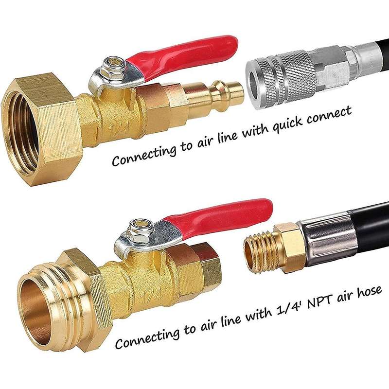 Rv Winterize Blowout Adapter with Ball Valve