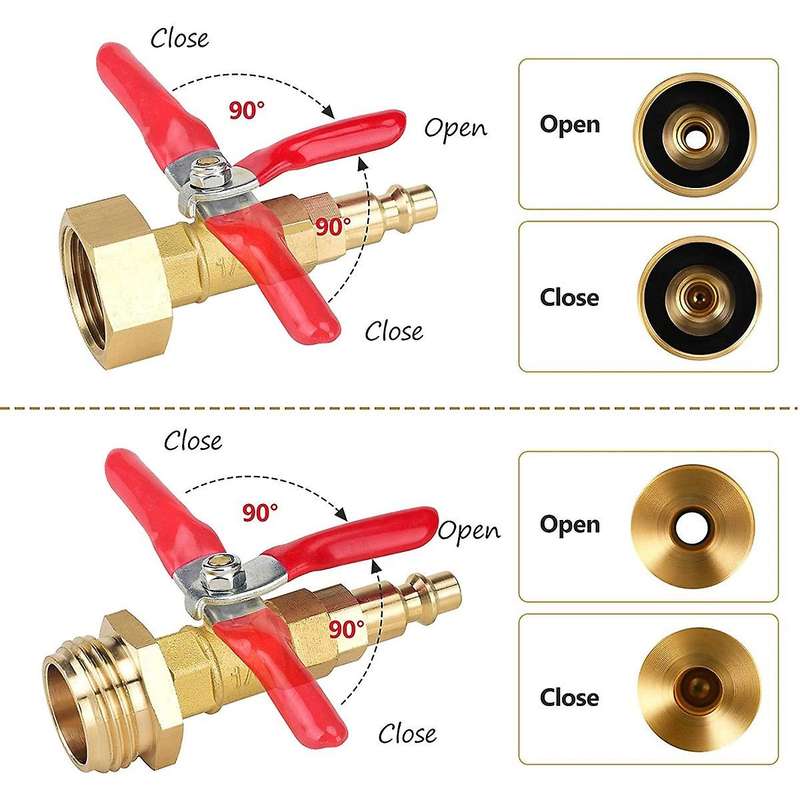 Rv Winterize Blowout Adapter with Ball Valve