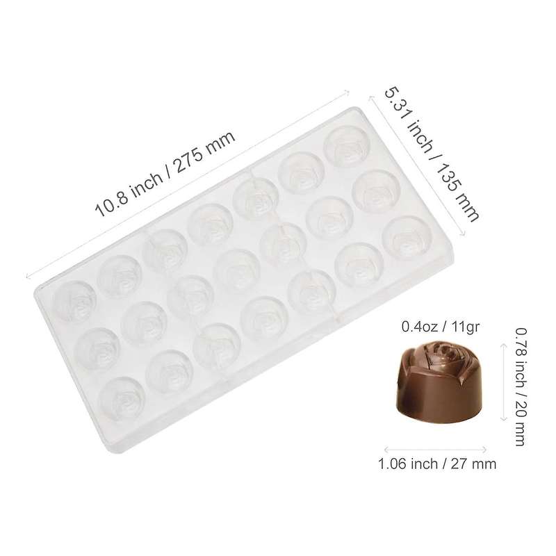 2 Pack Rose Shape Polycarbonate Chocolate Mold Candy Making Molds