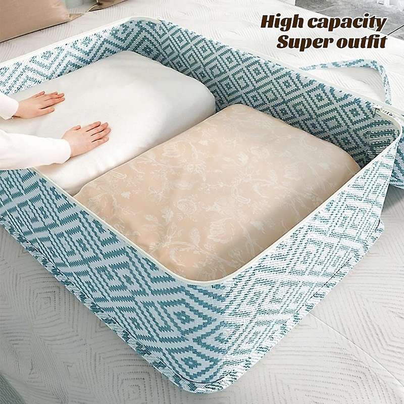 Household Large Quilt Finishing Bag Clothes Organizer Box Black