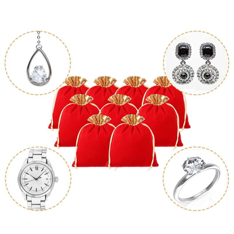 30 Pcs with Jewelry Pouches Drawstring Bags Present Bag(red)
