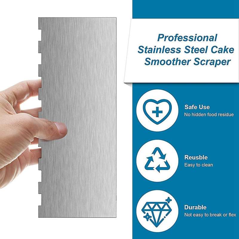 2pcs 9 Inch Cake Scraper Double Sided Patterned Edge Stripe Scraper