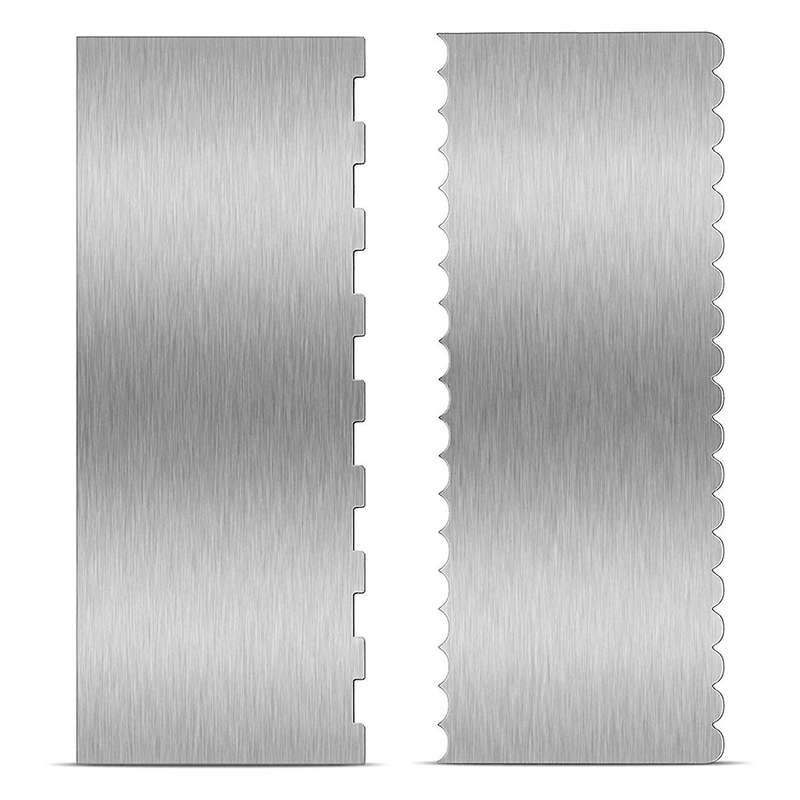 2pcs 9 Inch Cake Scraper Double Sided Patterned Edge Stripe Scraper