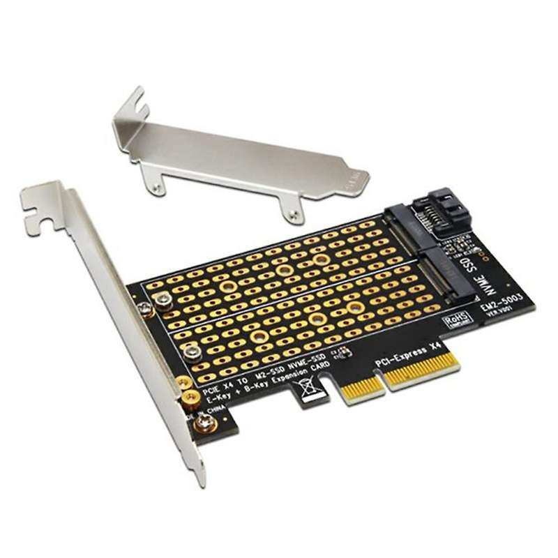 2pcs Pci-e X4 Adapter Card Support M-key Nvme B-key Sata Ssd