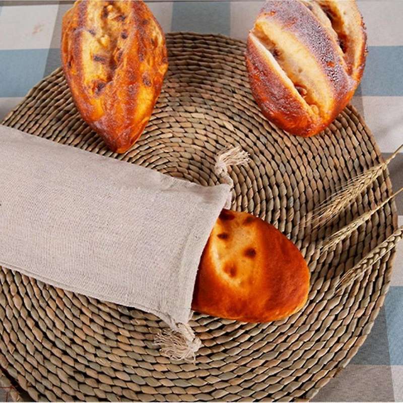 Linen Bread Bags Reusable Drawstring Bag for Loaf Homemade Artisan