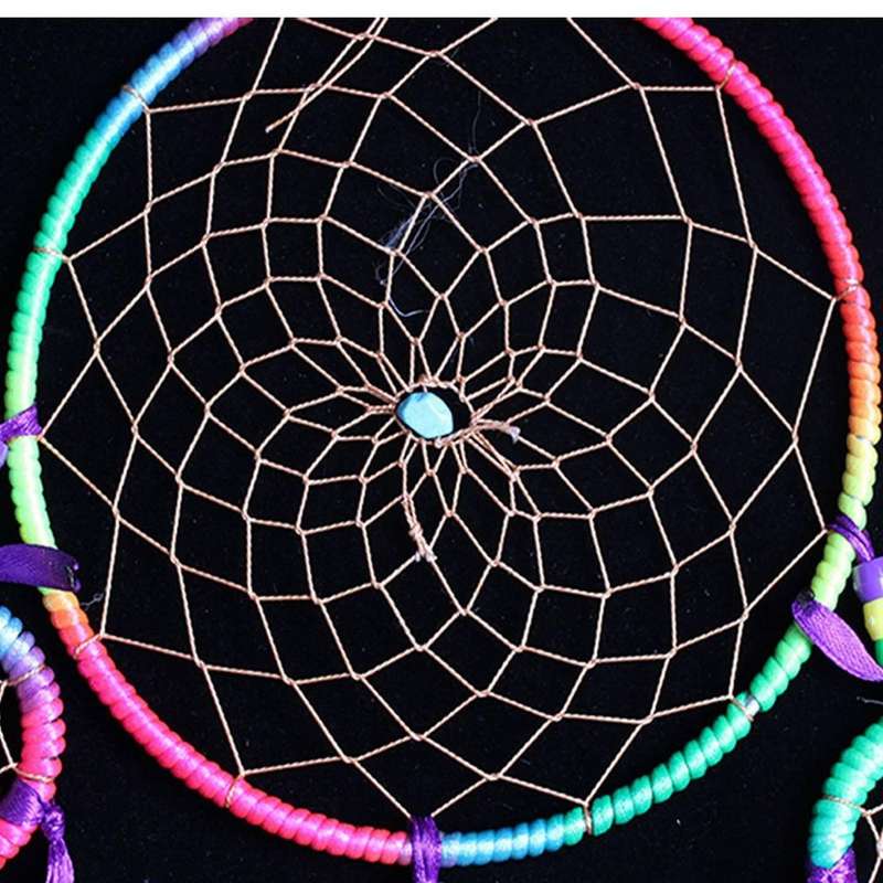 2x Dream Catcher Wall Hanging Decoration Colorful Feather Five Rings