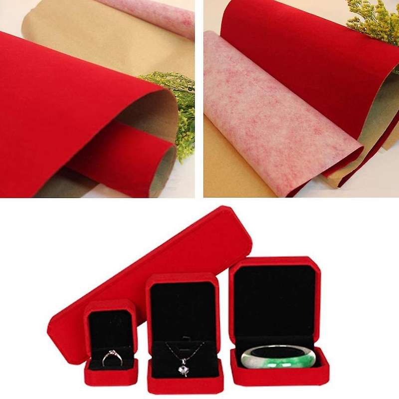 2pcs Self Adhesive Felt Fabric, Soft Velvet Drawer Liner Red