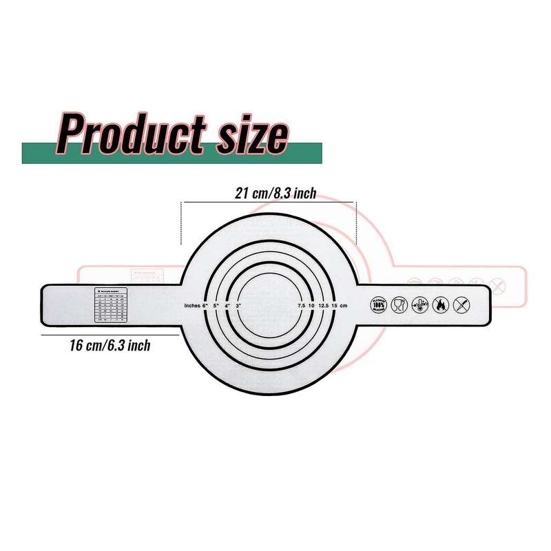 2 Pcs Silicone Baking Mat for Dutch Bread with Long Handle 8.3inch