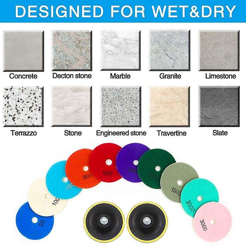 12pcs 3 Inch Diamond Polishing Pads Set for Granite Stone Marble