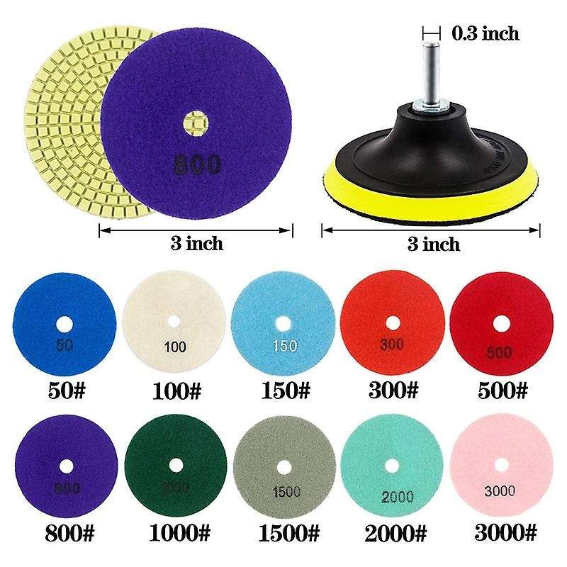 12pcs 3 Inch Diamond Polishing Pads Set for Granite Stone Marble