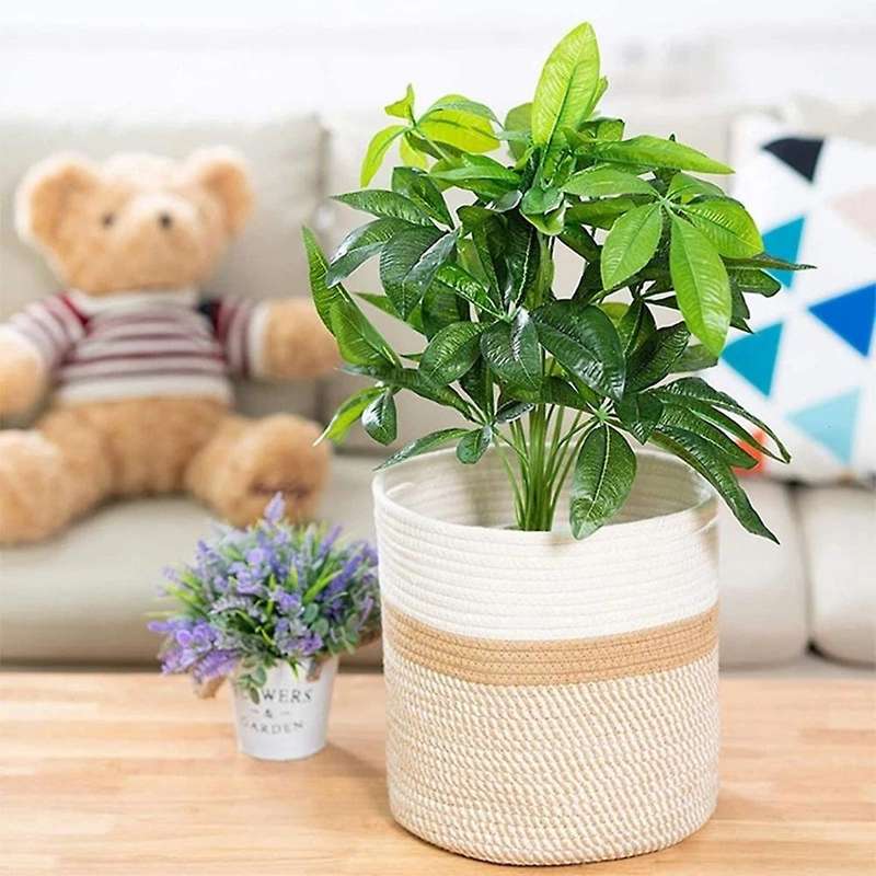 Hand Woven Flower Pot Basket Picnic Toys Storage Container -a