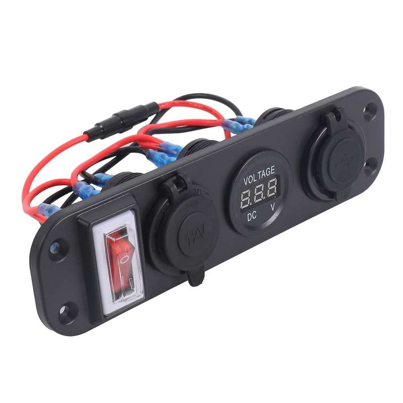 4 In 1 Dual Qc3.0 Power Charger C-igarette Lighter Socket Voltmeter