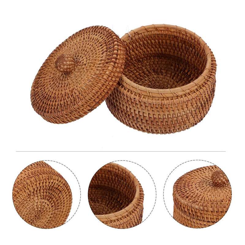 Rattan Box Basket Natural Snack Storage Box Hand-woven Rattan