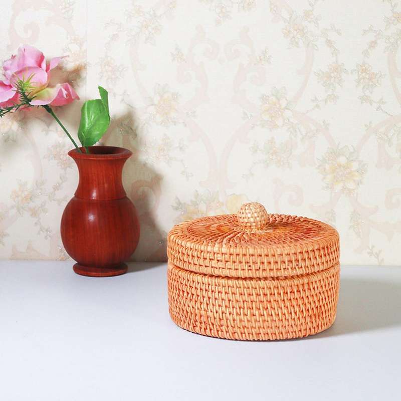 Rattan Box Basket Natural Snack Storage Box Hand-woven Rattan