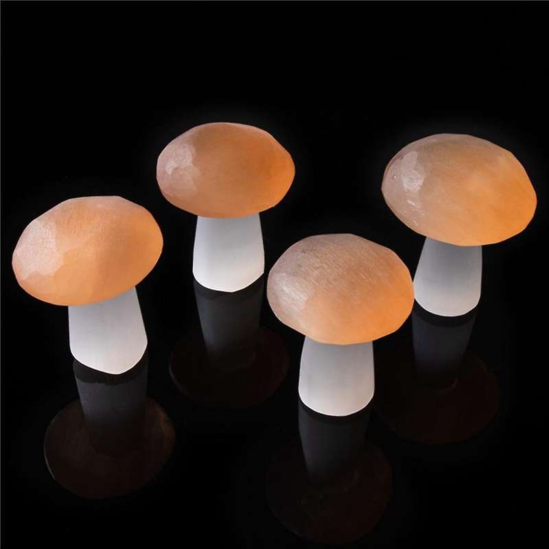 1pcs Mushroom Decor Natural Selenite Quartz Crystal Polished Stones
